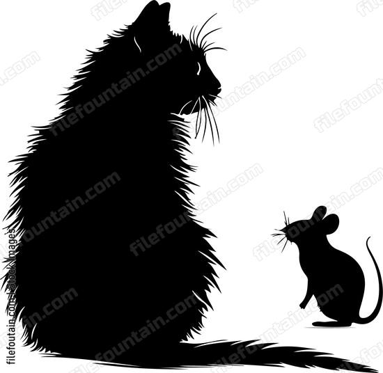 Cat and mouse silhouettes