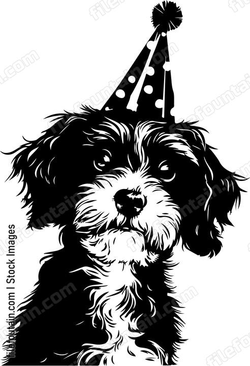 Cavapoo In Birthday Hat