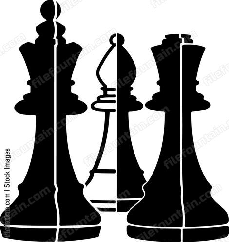 Chess pieces king and queen and bishop