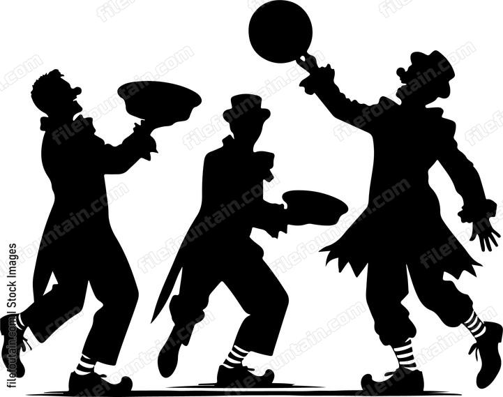 Clowns engaging in a hilarious pie throwing routine