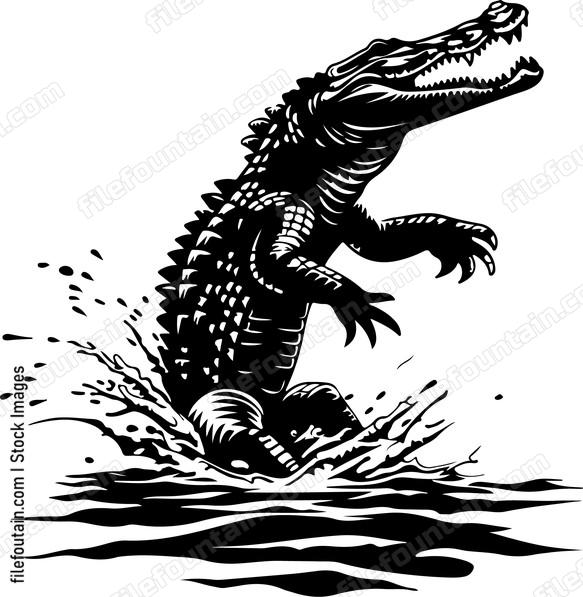 Crocodile Jumping Out Of W fb