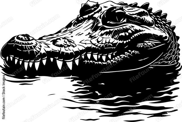 Crocodile Submerged In Wat c a ed