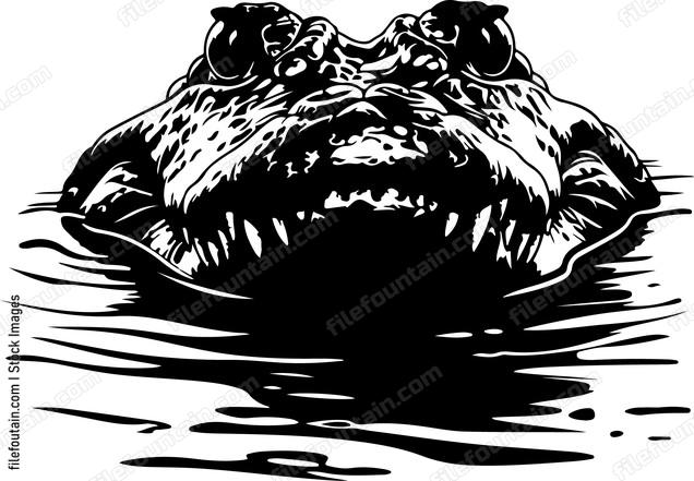 Crocodile Submerged In Wat c a ed