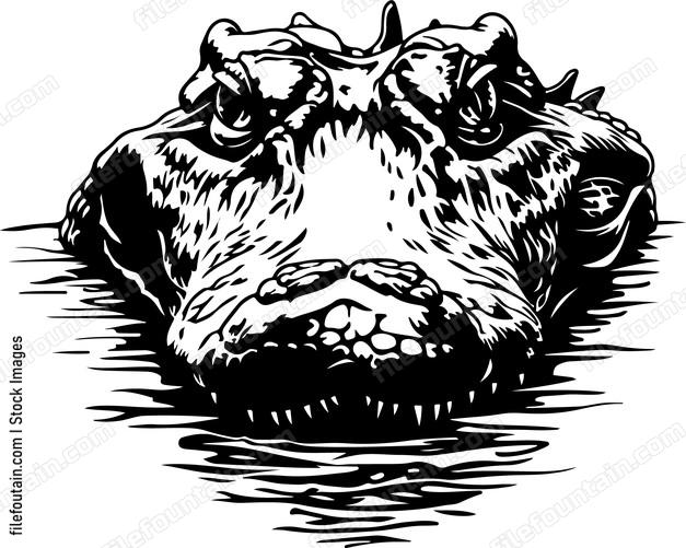 Crocodile Submerged In Wat c a ed