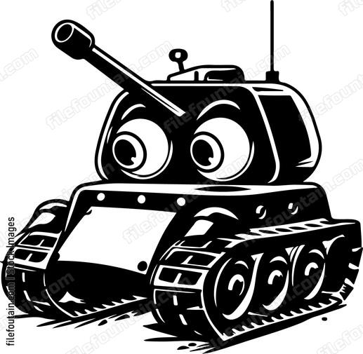 Cute Cartoon Tank With Eye