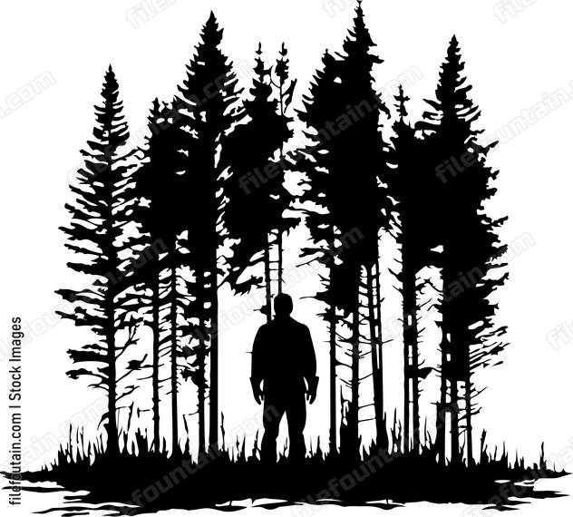 Dark Forest Man Standing