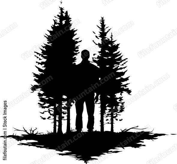 Dark Forest Man Standing