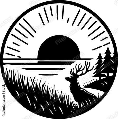Deer basking in the glow of a setting sun
