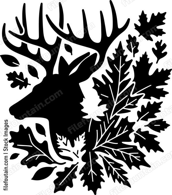 Deer camouflaging itself among autumn leaves