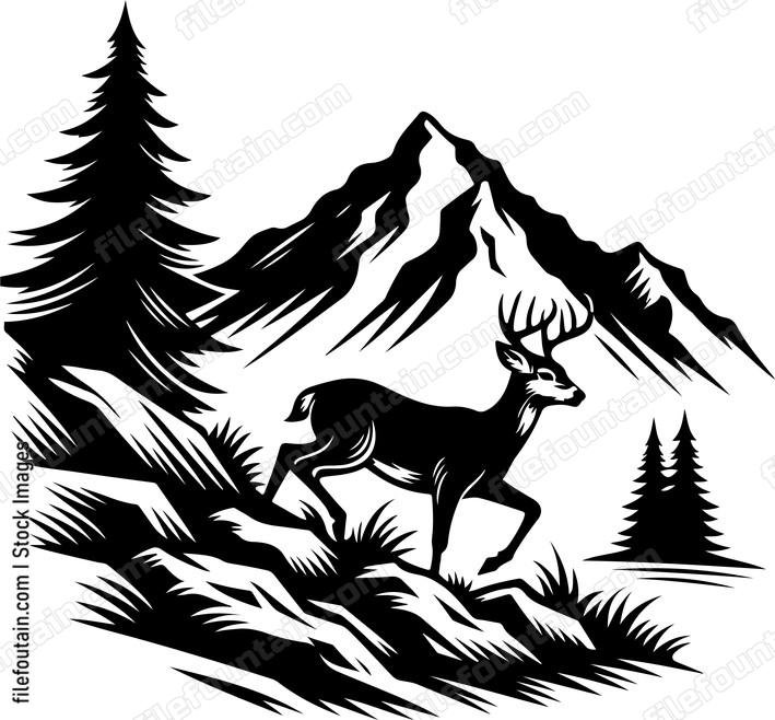 Deer carefully traversing a rocky mountain trail