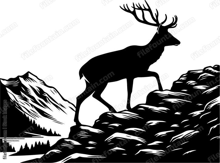 Deer carefully traversing a rocky mountain trail