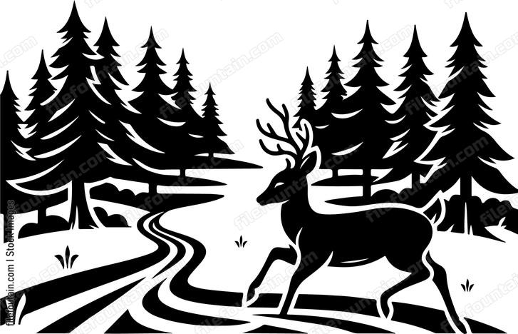 Deer crossing a tranquil forest path