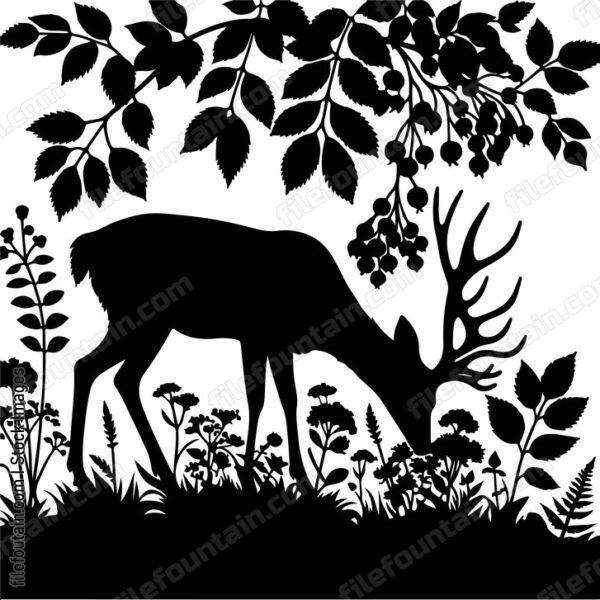 Deer foraging for berries and foliage