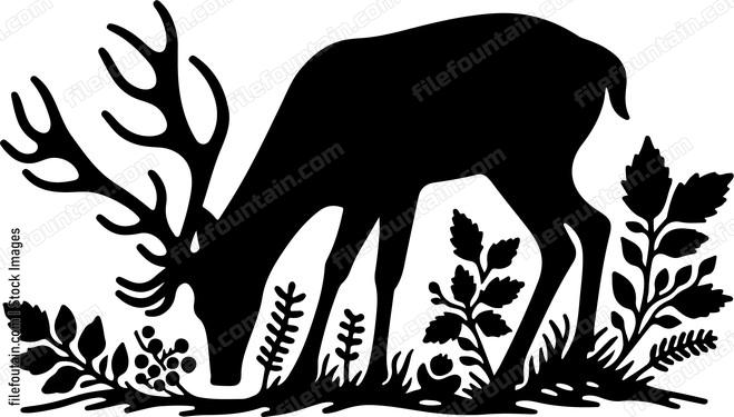 Deer foraging for berries and foliage