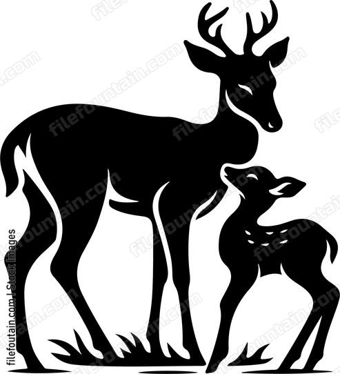 Deer nuzzling its fawn in a tender moment