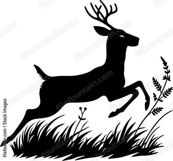 Deer playfully bounding through a field of wildflowers