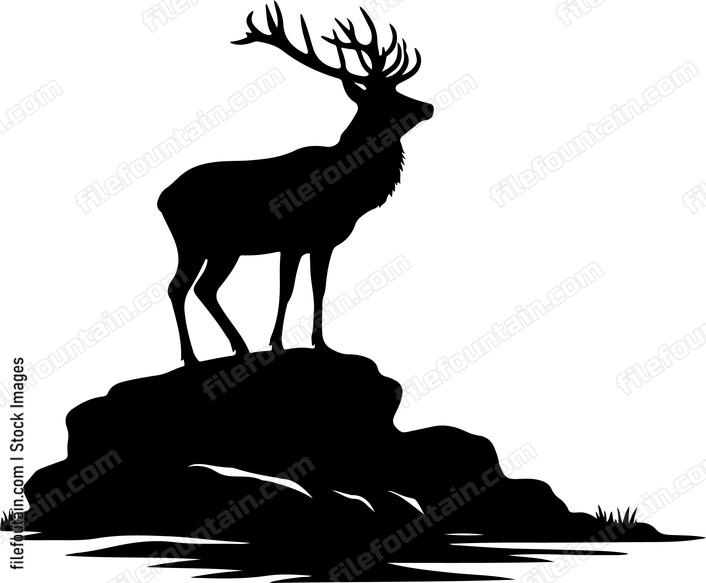 Deer standing majestically on a rocky outcrop
