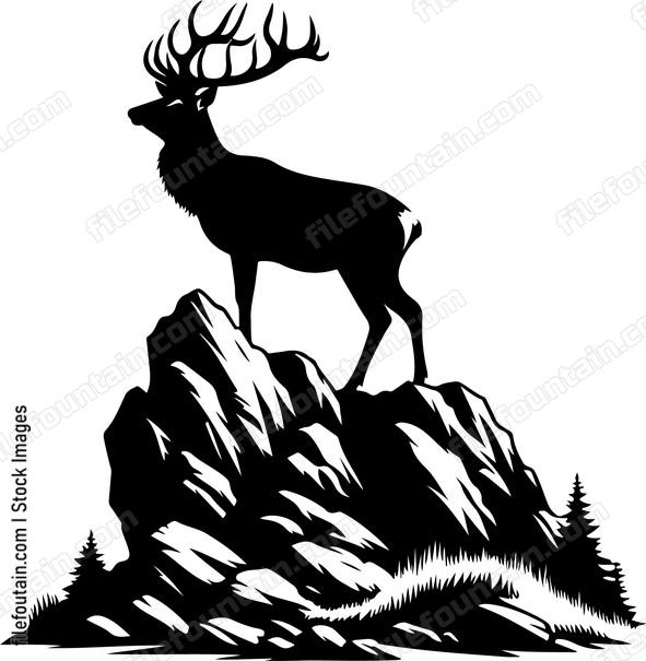 Deer standing majestically on a rocky outcrop