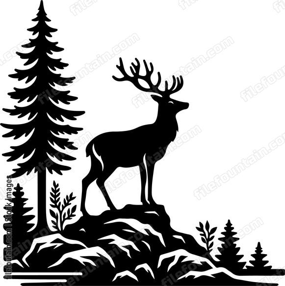 Deer standing majestically on a rocky outcrop