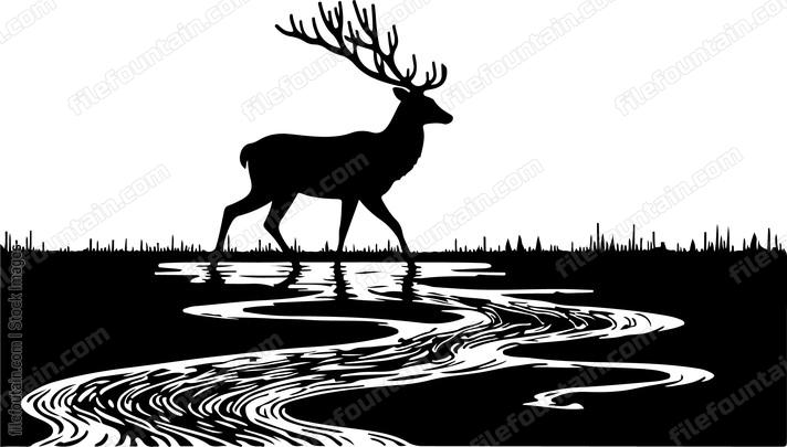 Deer wading through a shallow stream with ease