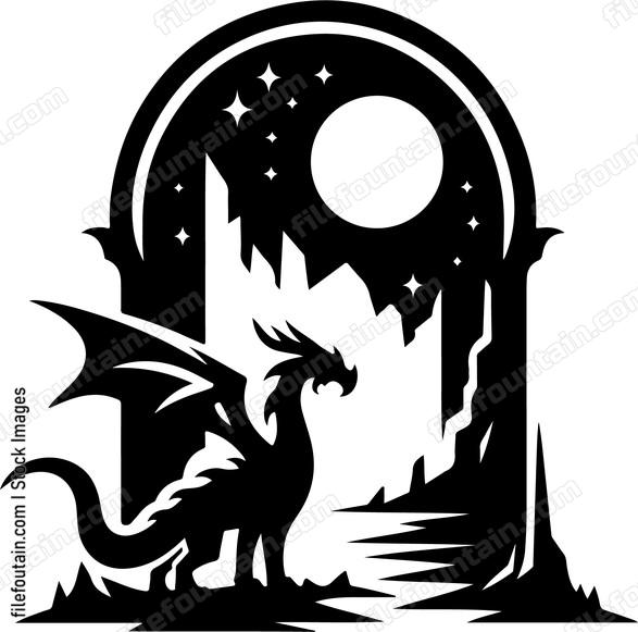 Dragon Guarding a Mystical Portal