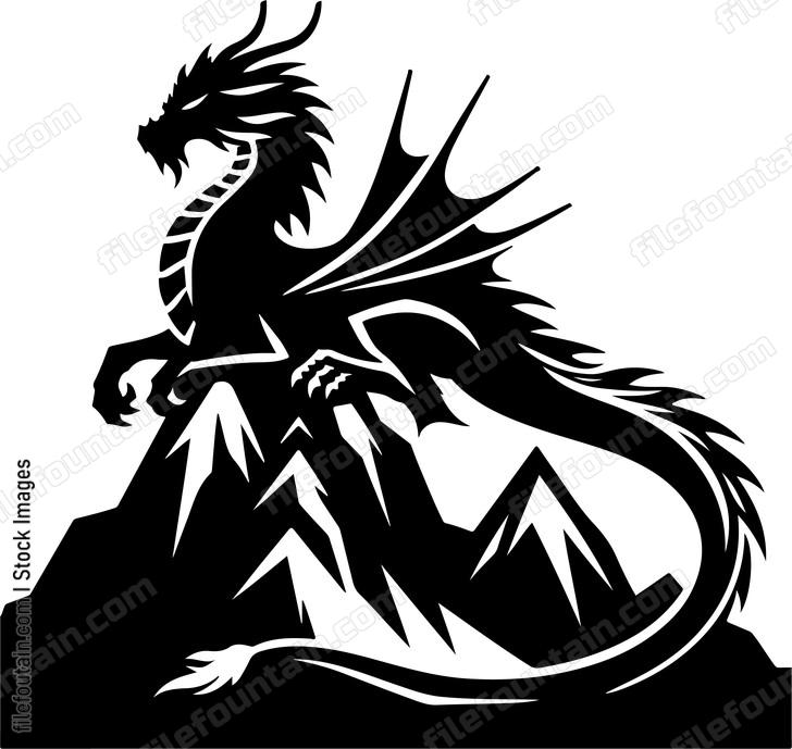 Dragon resting on a mountain top