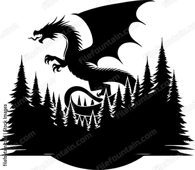 Dragon rising from the forest