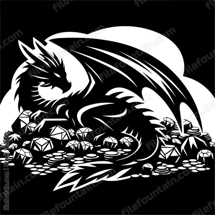 Dragon sleeping on a pile of treasure