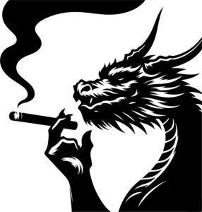 Dragon smoking a cigar
