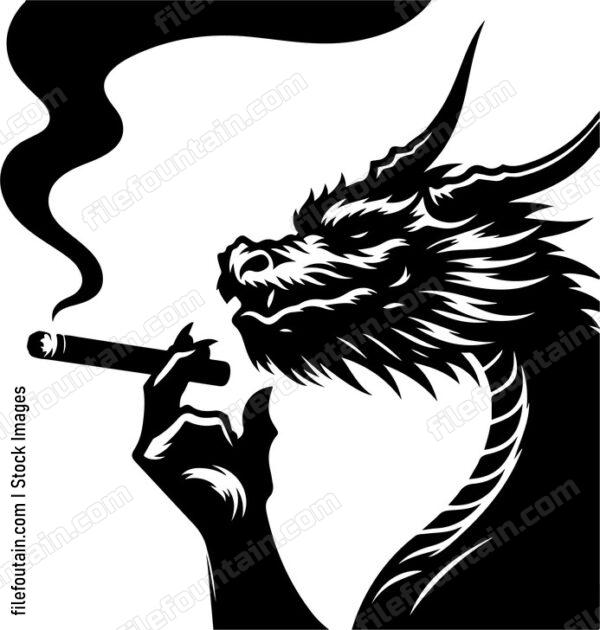 Dragon smoking a cigar
