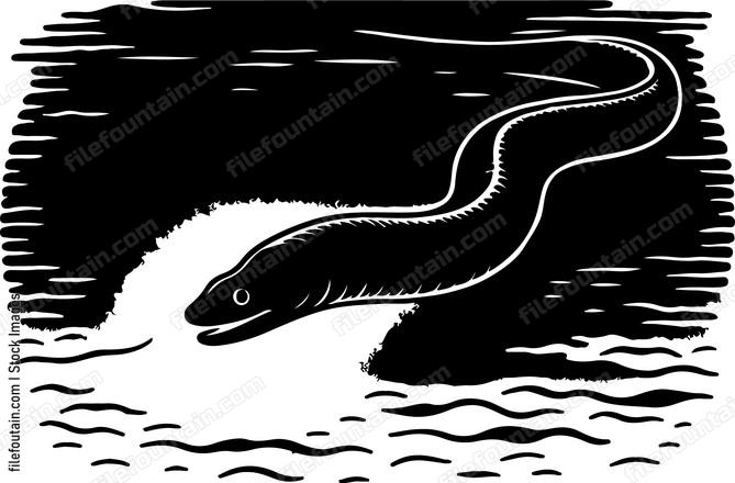 Electric eel emitting a faint glow as it swims through murky waters
