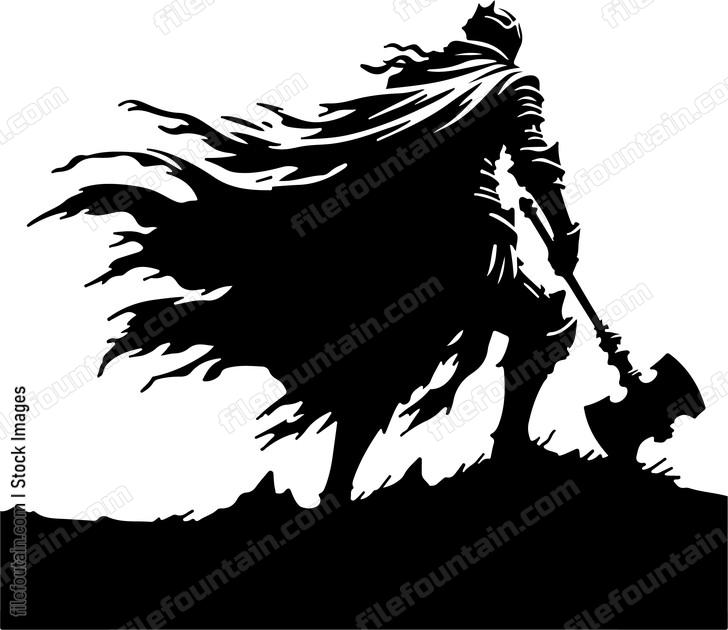 fantasy warrior knight with hammer