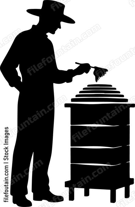 Farmer inspecting a beehive for honey production