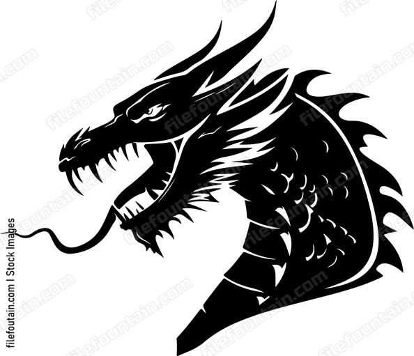 Fire breathing dragon head
