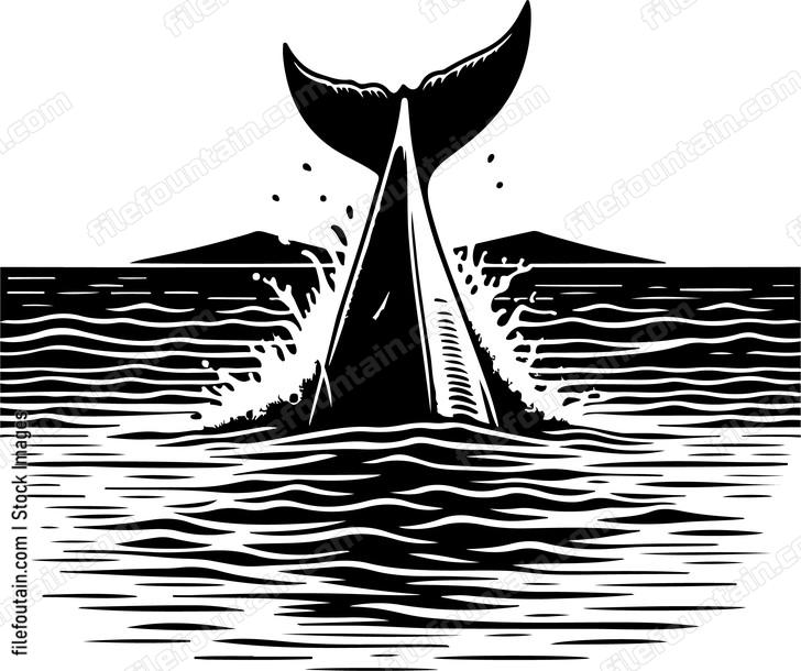 Fish tail fin breaking the surface as it dives