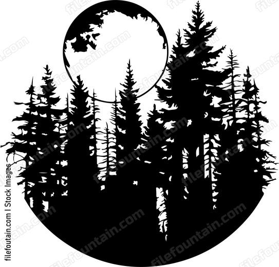 Full Moon Forest Silhouett