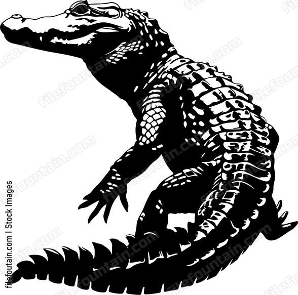 Full Size Crocodile Standing On Two Feet