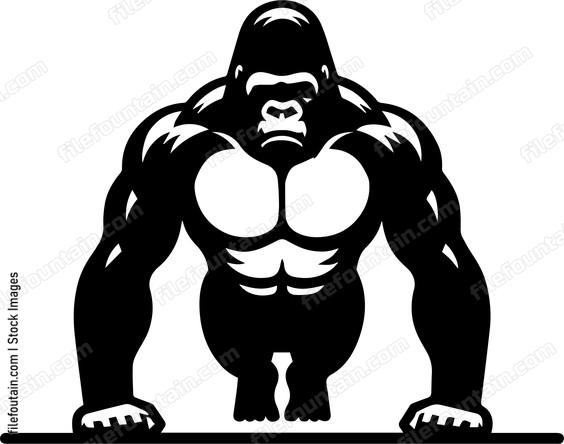 gorilla doing pushups The gorilla is depicted in the middle of a pushup