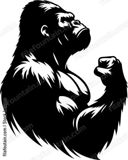 Gorilla Flexing Bicep Muscles
