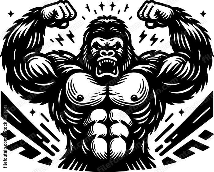Gorilla Flexing Muscles