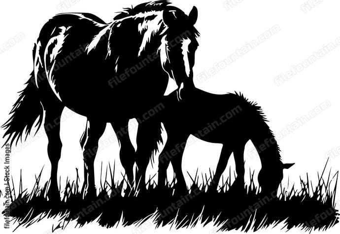 Grazing Horses