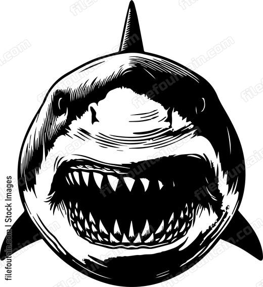 Great White Shark Angry Front Facing