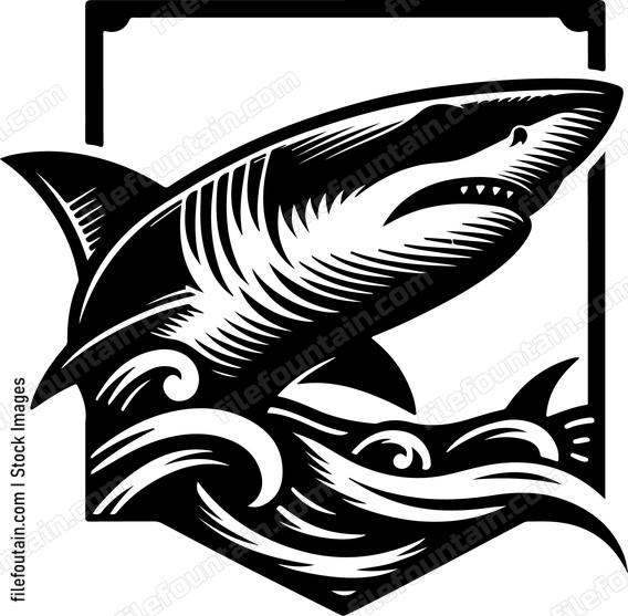 Great White Shark On Ocean Waves