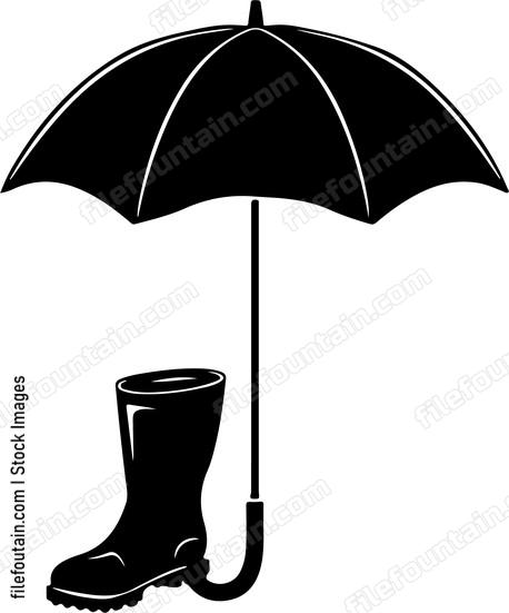 Gumboots And Umbrella