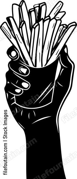 Hand Holding French Fries