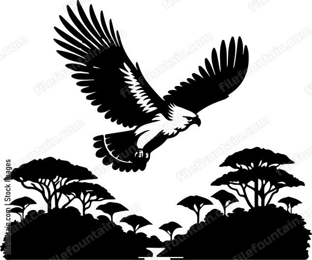 Harpy eagle soaring majestically above the rainforest canopy