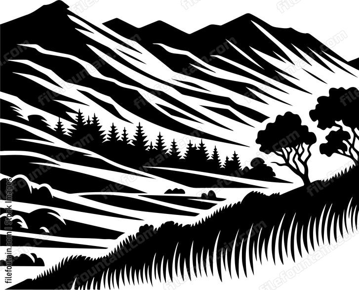 Highland Vector Highland Landscape Logo Vector Design - FileFountain