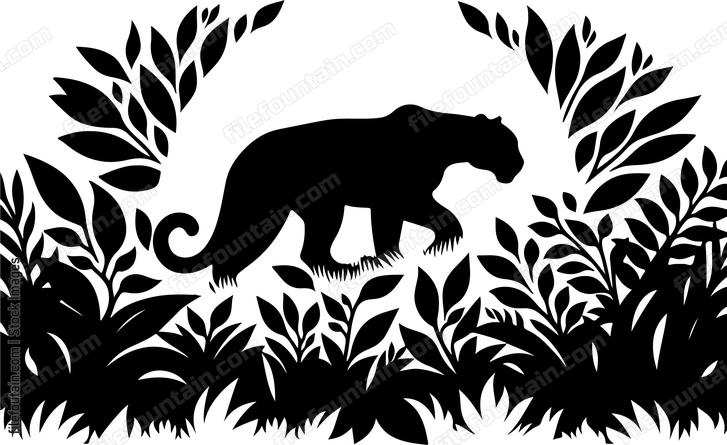 Jaguar stealthily stalking its prey through dense foliage