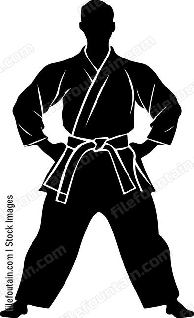 Karate man in fighting stance