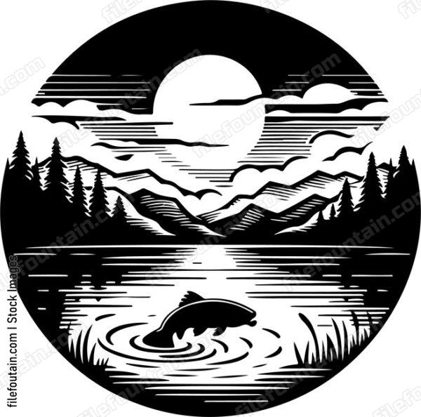 Lake at night with the occasional ripple caused by jumping fish